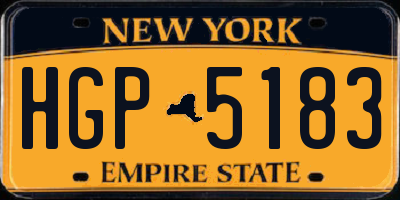 NY license plate HGP5183