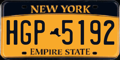 NY license plate HGP5192