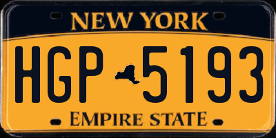 NY license plate HGP5193