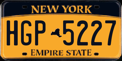 NY license plate HGP5227