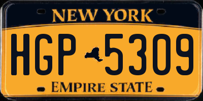 NY license plate HGP5309