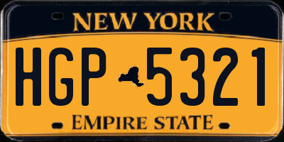 NY license plate HGP5321