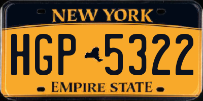 NY license plate HGP5322