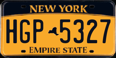 NY license plate HGP5327