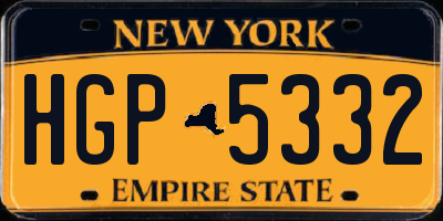 NY license plate HGP5332