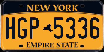 NY license plate HGP5336