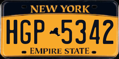 NY license plate HGP5342