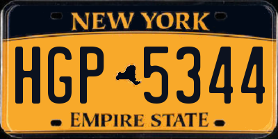 NY license plate HGP5344