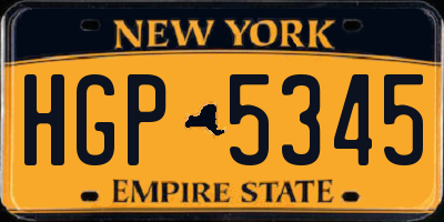 NY license plate HGP5345