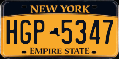 NY license plate HGP5347