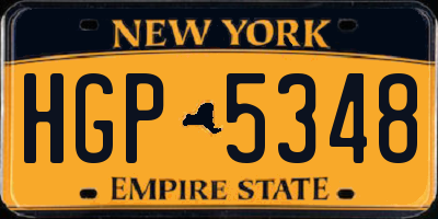 NY license plate HGP5348