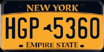 NY license plate HGP5360