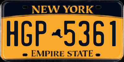 NY license plate HGP5361