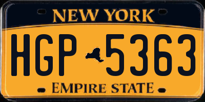 NY license plate HGP5363