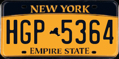 NY license plate HGP5364