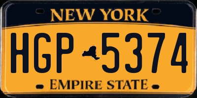 NY license plate HGP5374