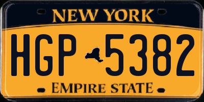 NY license plate HGP5382