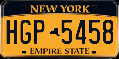 NY license plate HGP5458