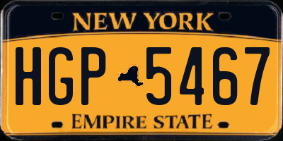 NY license plate HGP5467