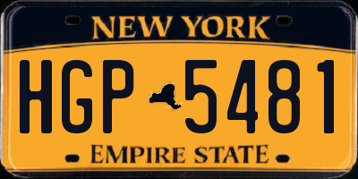 NY license plate HGP5481