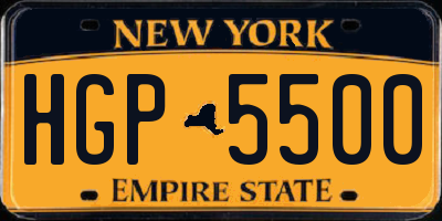 NY license plate HGP5500