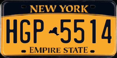 NY license plate HGP5514