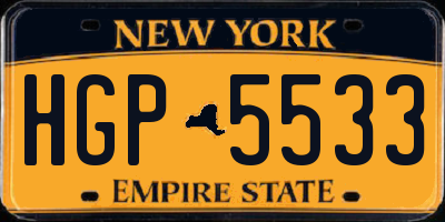 NY license plate HGP5533