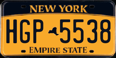 NY license plate HGP5538