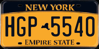 NY license plate HGP5540