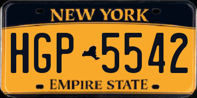 NY license plate HGP5542