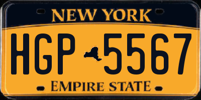 NY license plate HGP5567