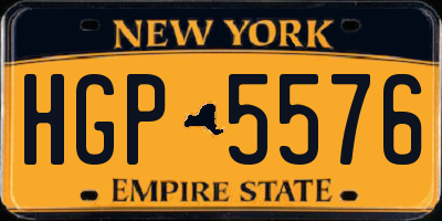 NY license plate HGP5576