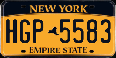 NY license plate HGP5583