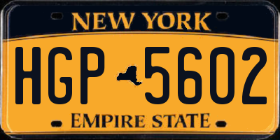 NY license plate HGP5602