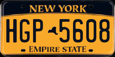 NY license plate HGP5608