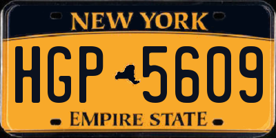 NY license plate HGP5609