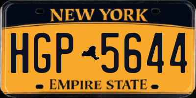 NY license plate HGP5644