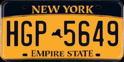 NY license plate HGP5649