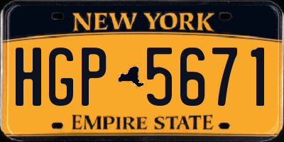 NY license plate HGP5671