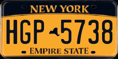 NY license plate HGP5738