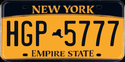 NY license plate HGP5777