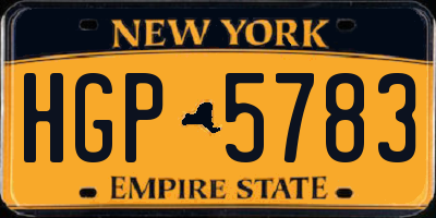 NY license plate HGP5783