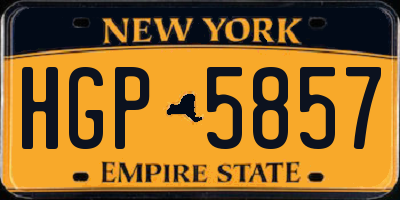 NY license plate HGP5857