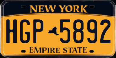 NY license plate HGP5892