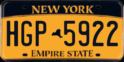 NY license plate HGP5922