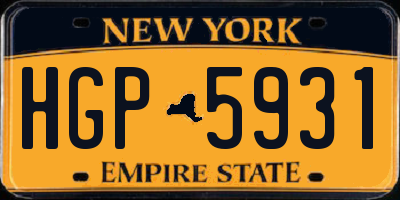 NY license plate HGP5931