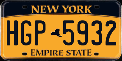 NY license plate HGP5932