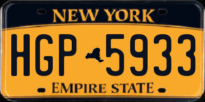 NY license plate HGP5933