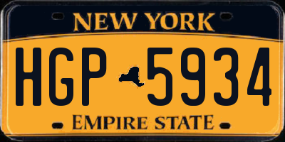 NY license plate HGP5934