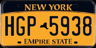 NY license plate HGP5938